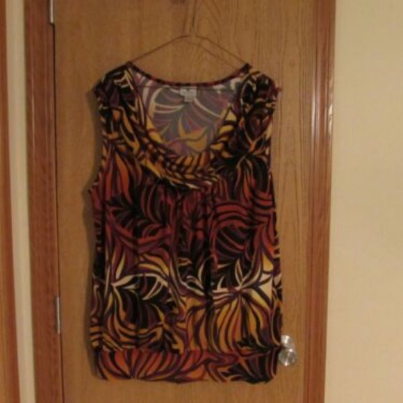 WORTHINGTON WOMEN'S STRETCH BANDED BOTTOM SLEEVELESS DRAPE NECKLINE SHIRT 1X-EUC - Picture 4 of 7